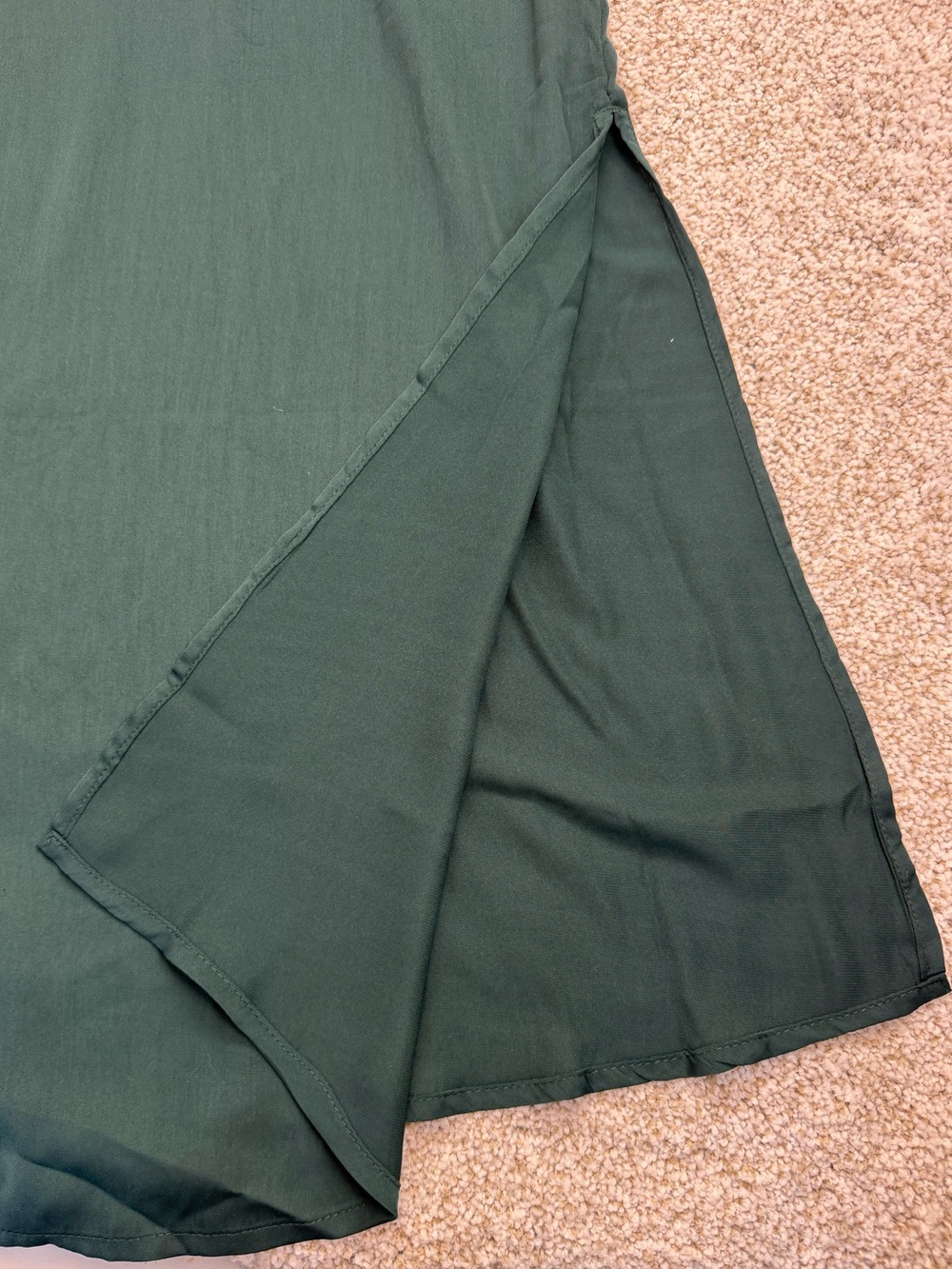 New GAP Women Satin Empire Maxi Dress  Essex Green V neck Long Sleeve M Tall - Picture 7 of 14